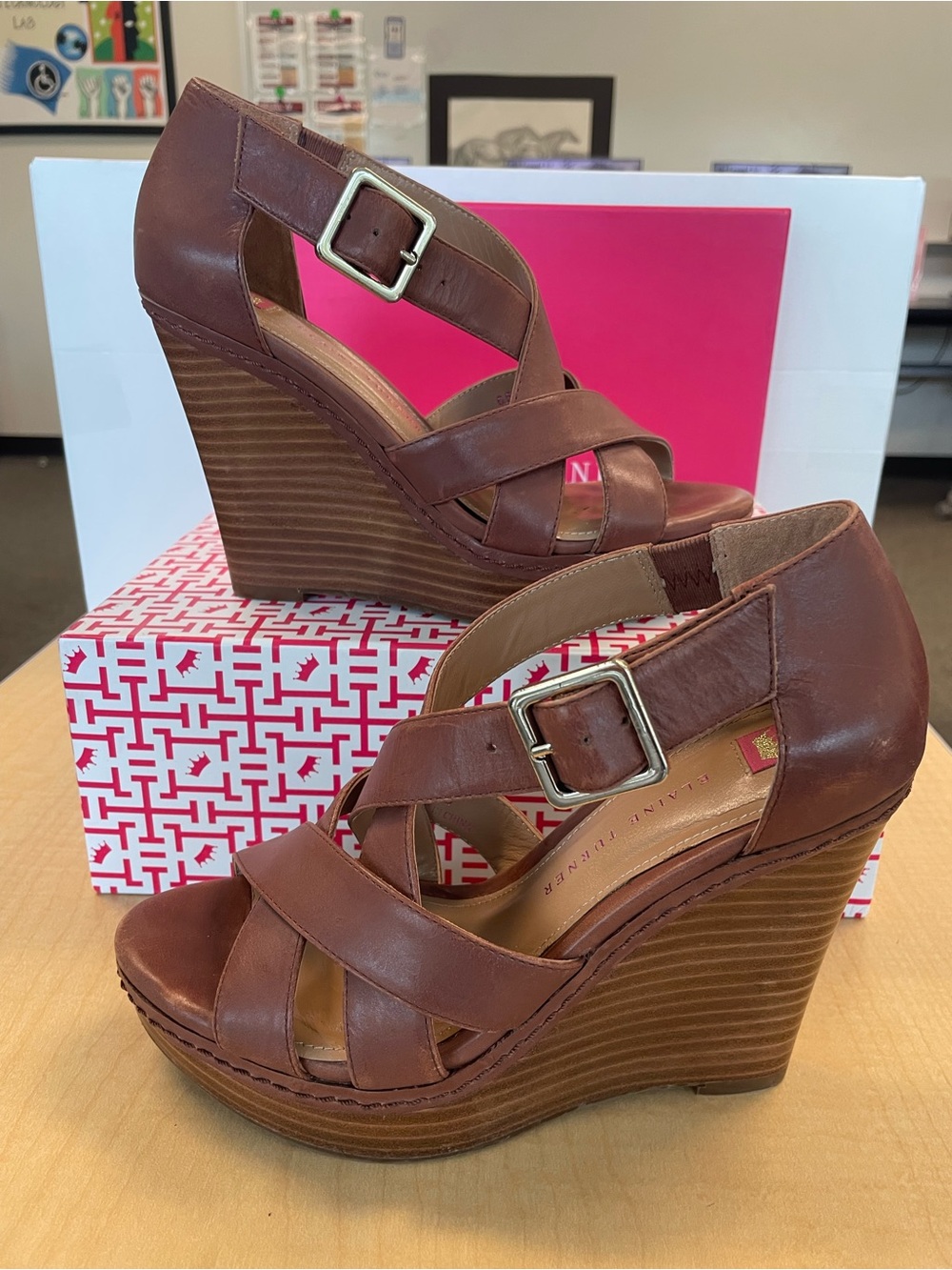 Wedge Sandal - Brown Leather Strappy Women’s Shoes